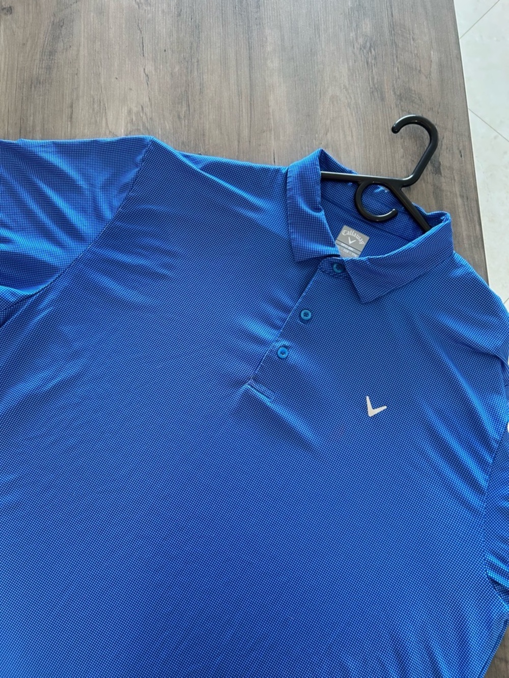 Callaway Golf Shirt Mens XXL Golf Polo Stretch Opti Dri Blue Geometric Shirt